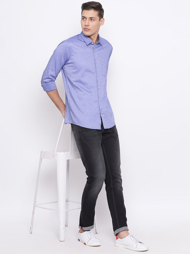 Blue Slim Fit Casual Shirt