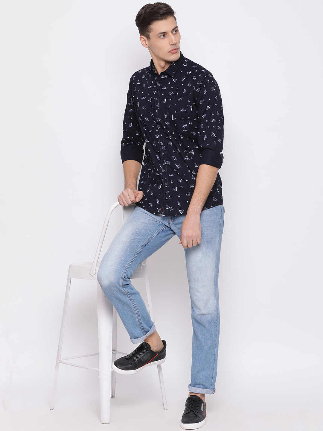 Navy Slim Fit Casual Shirt