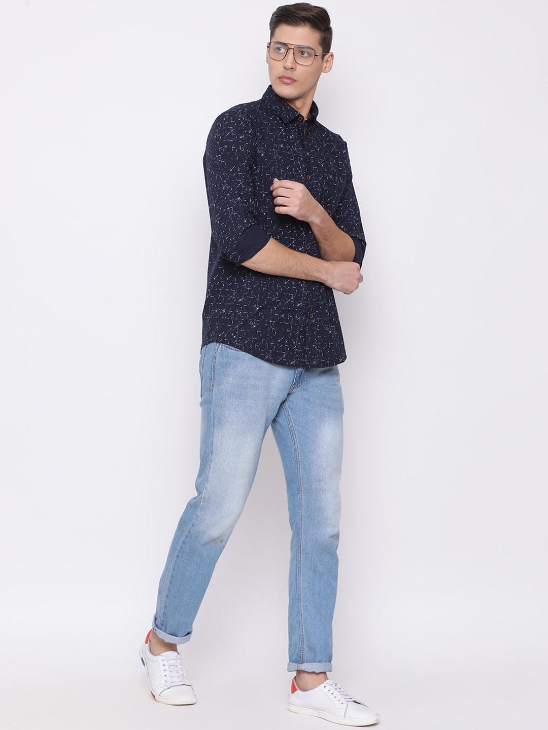 Navy Slim Fit Casual Shirt