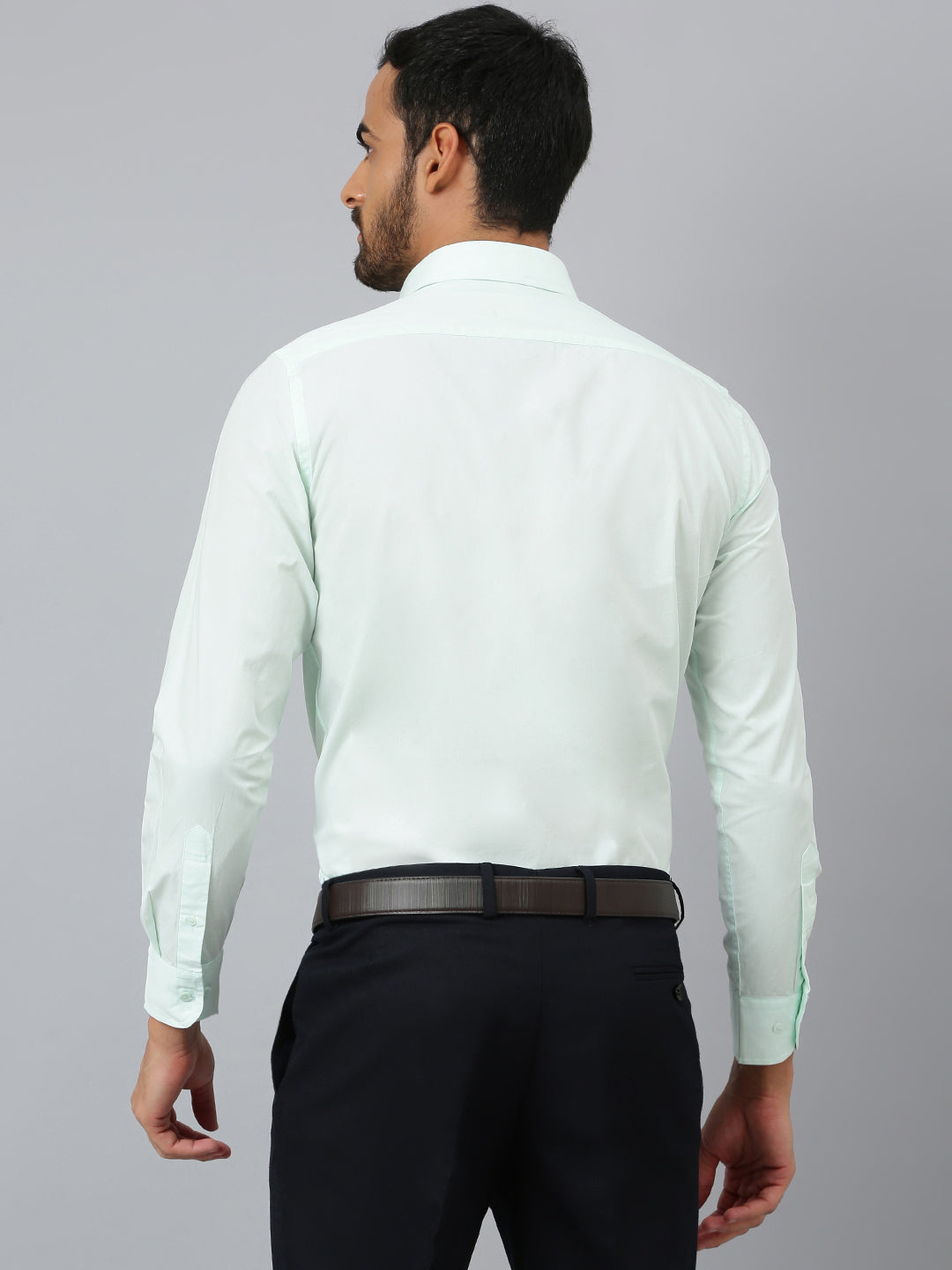 Men Light Green Regular Fit Solid Formal Shirt