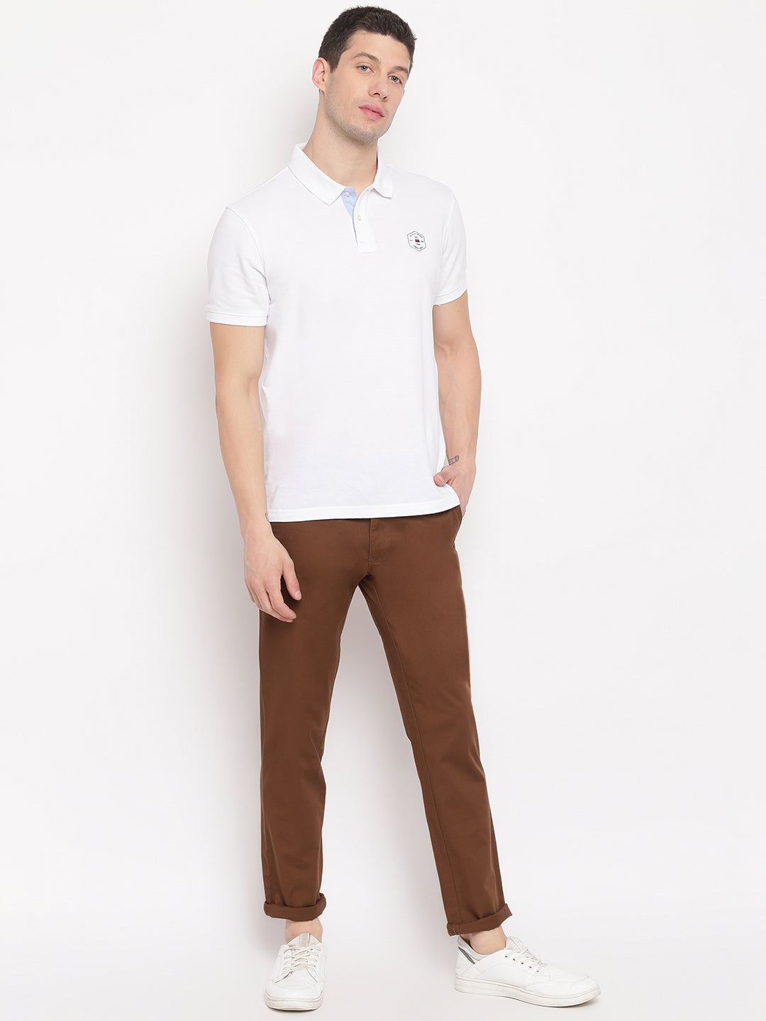 Men Brown Casual Slim Fit Trouser