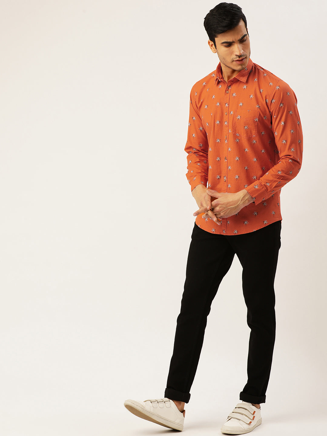 Orange Slim Fit Casual Shirt