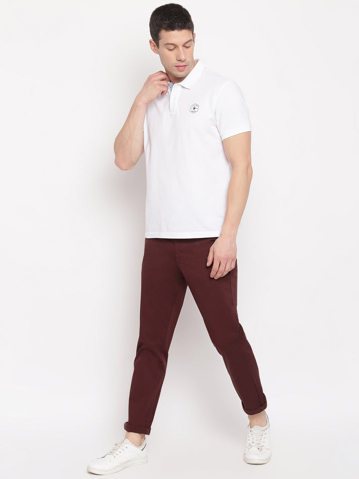 Men Maroon Casual Slim Fit Trouser