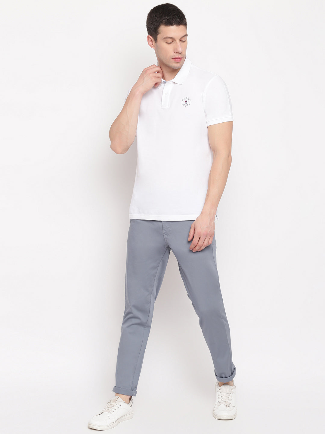 Men Light Blue Casual Slim Fit Trouser