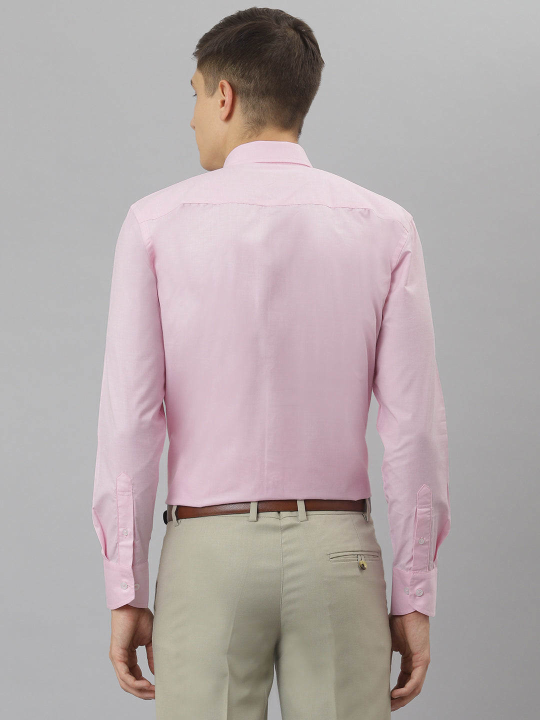 Men Pink Regular Fit Solid Formal Shirt