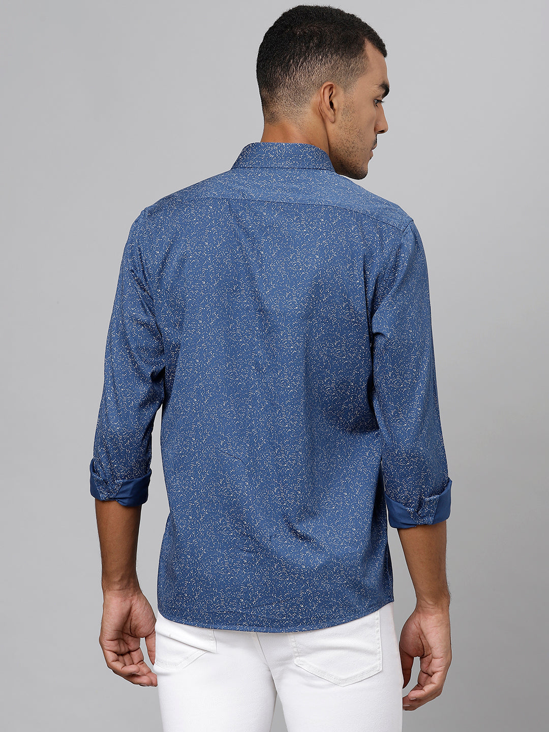 Men Blue Slim Fit Printed Casual Shirt