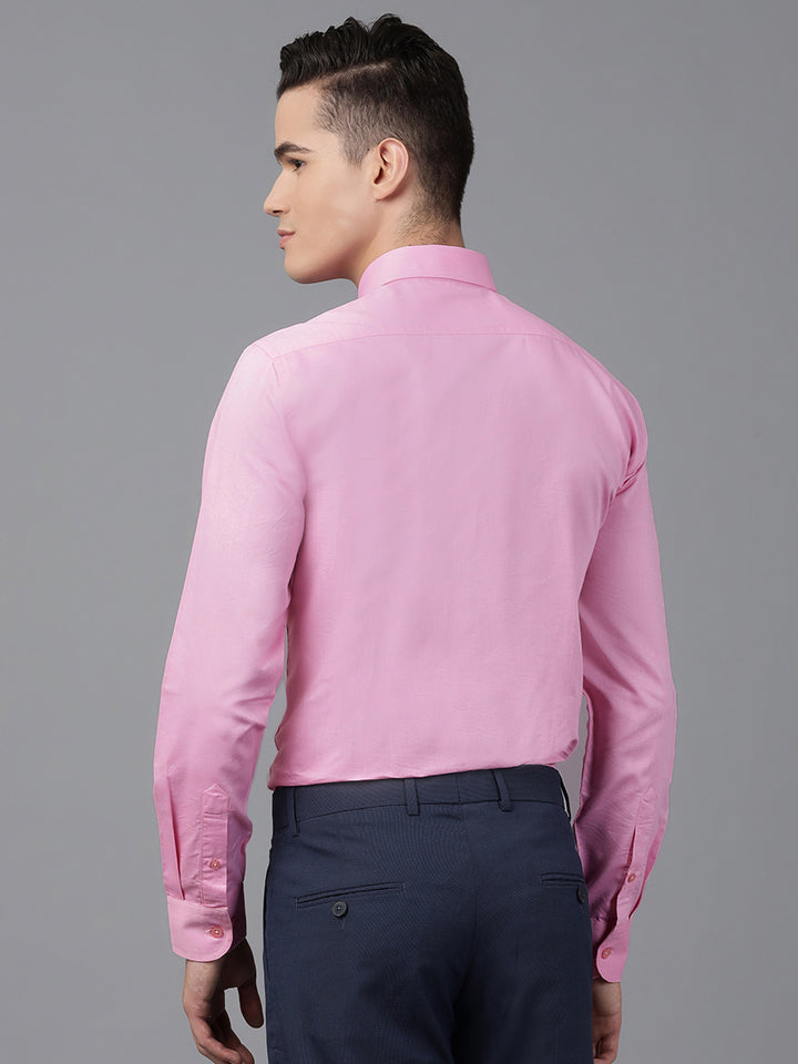 Men Pink Regular Fit Solid Formal Shirt