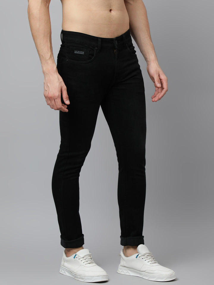 Men Slate Black Slim Fit Mid Rise Clean Look Stretchable Jeans