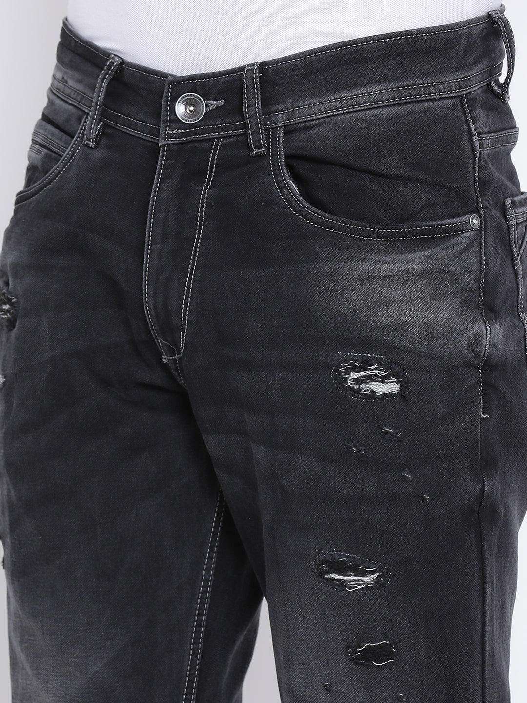 Men Smoke Mid Rise Stretchable Jeans