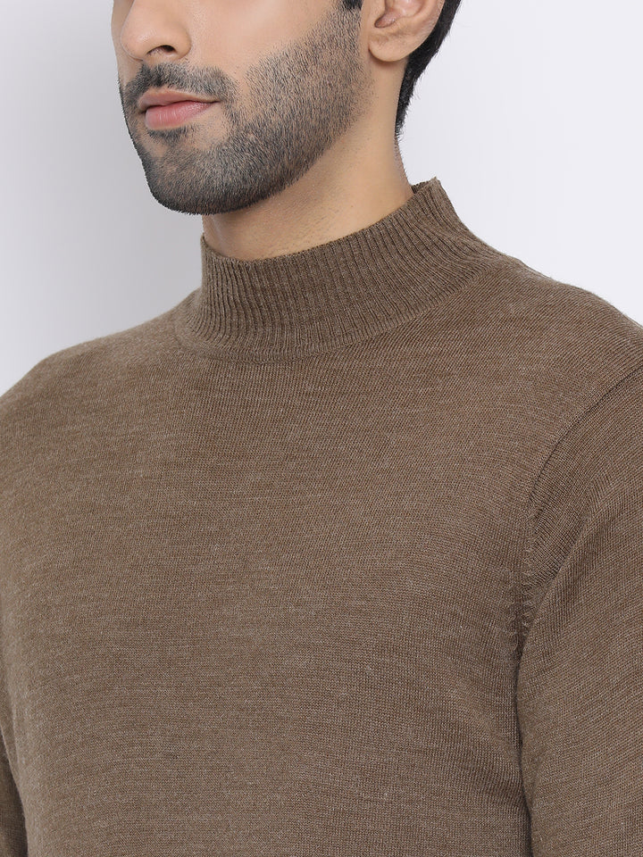 Brown Round Neck Casual Sweater