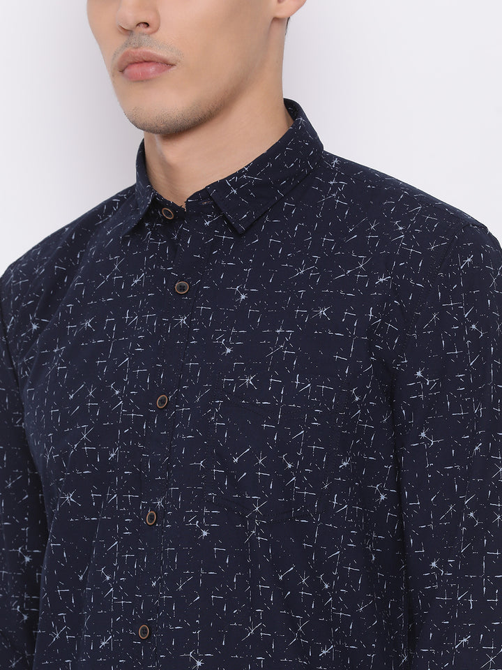 Navy Slim Fit Casual Shirt