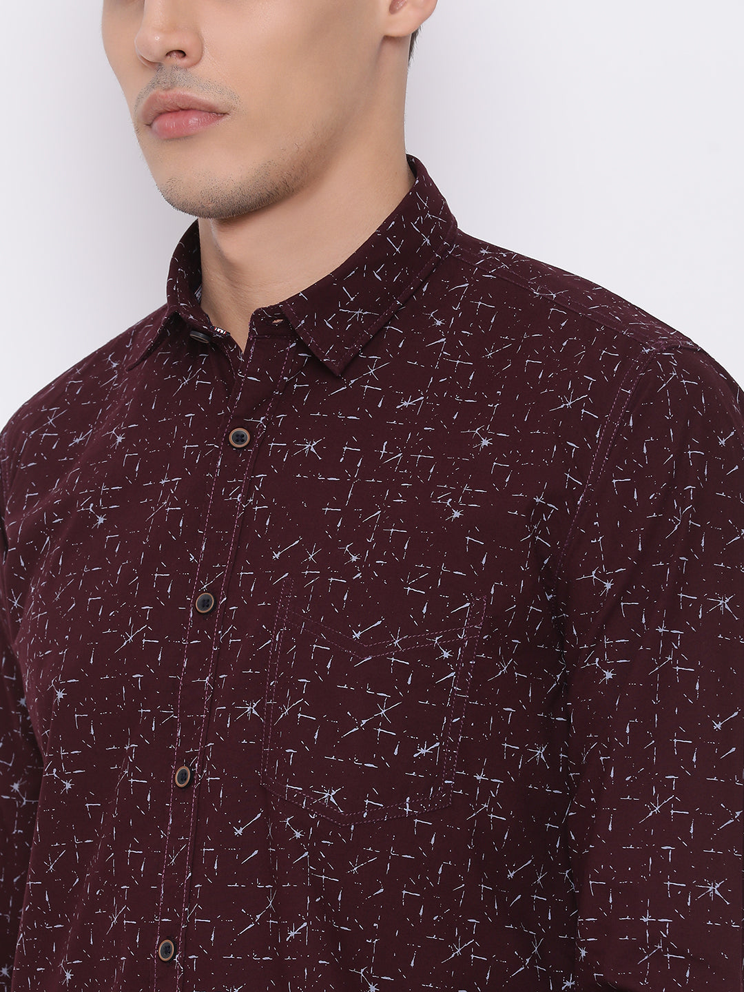 Wine Slim Fit Casual Shirt