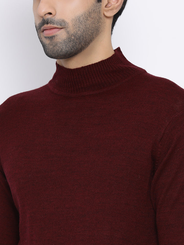 Wine Round Neck Casual Sweater