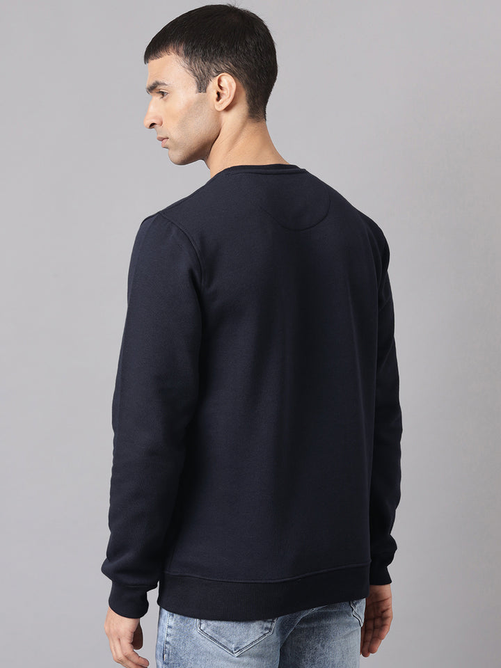 Men Navy Regular Fit Crew Neck Sweat Shirt