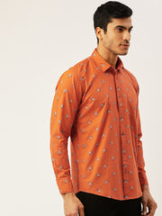 Orange Slim Fit Casual Shirt