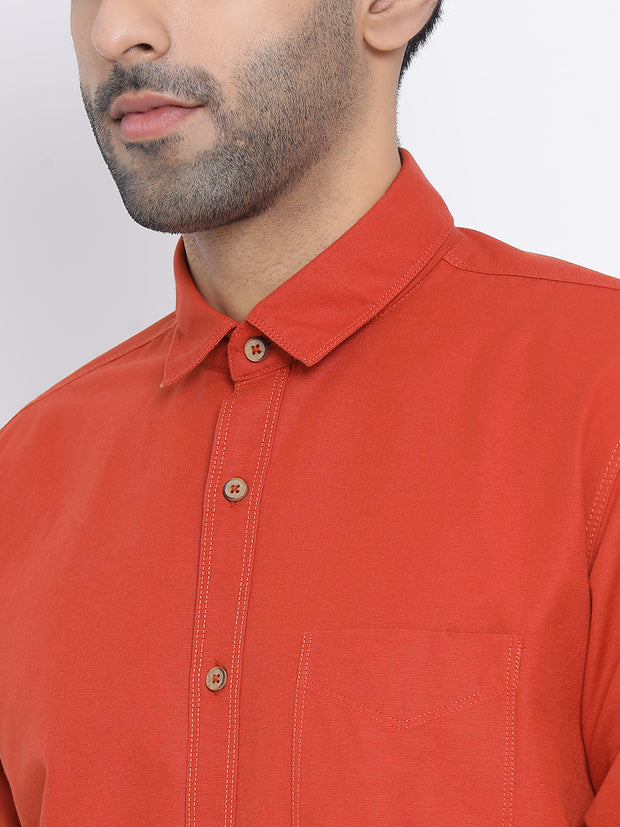 Rust Slim Fit Casual Shirt