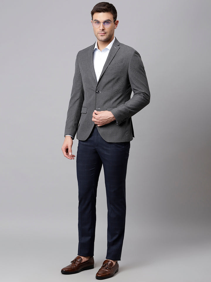 Men Grey Regular Fit Solid Formal Blazer