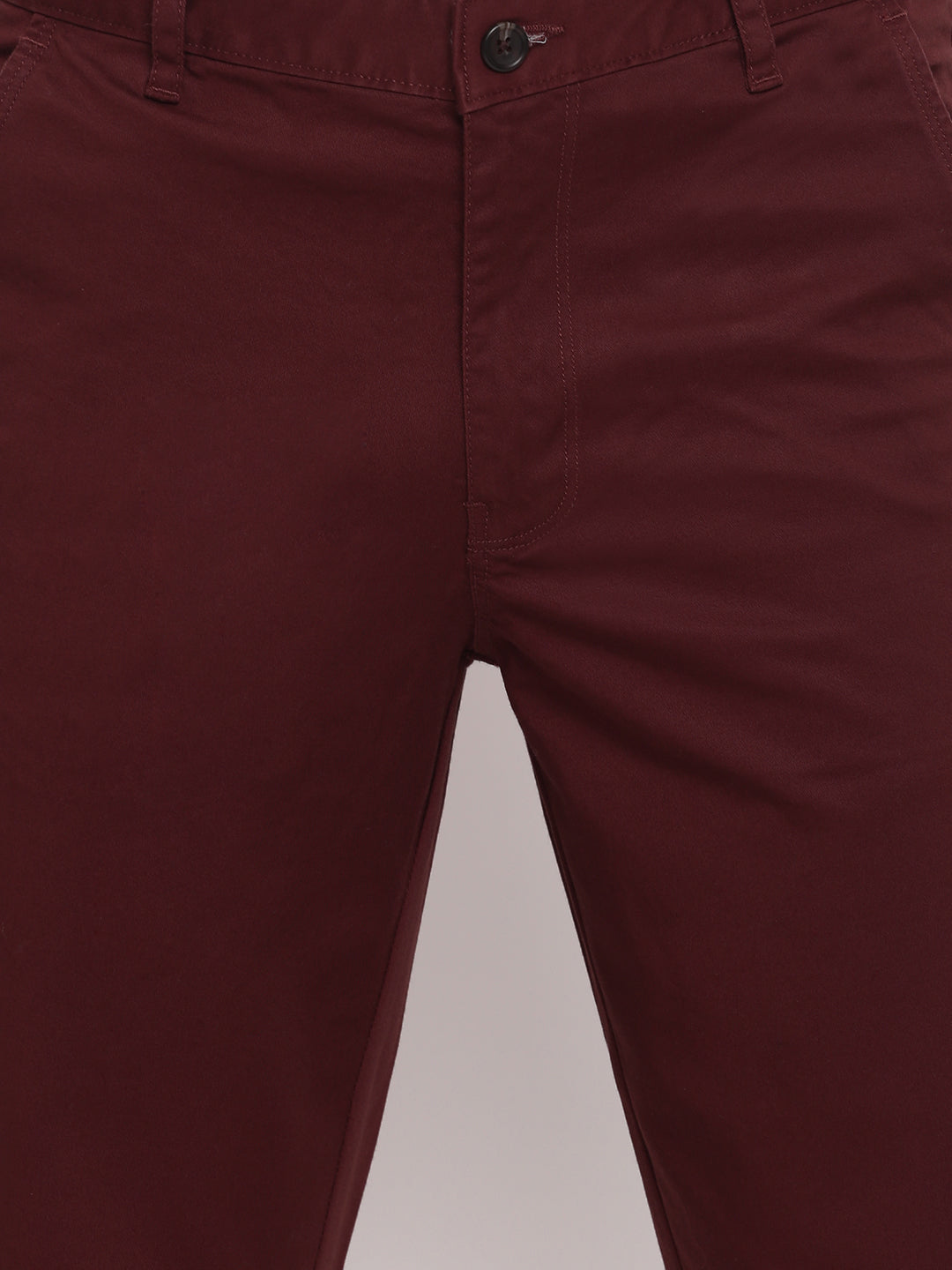 Men Maroon Casual Slim Fit Trouser