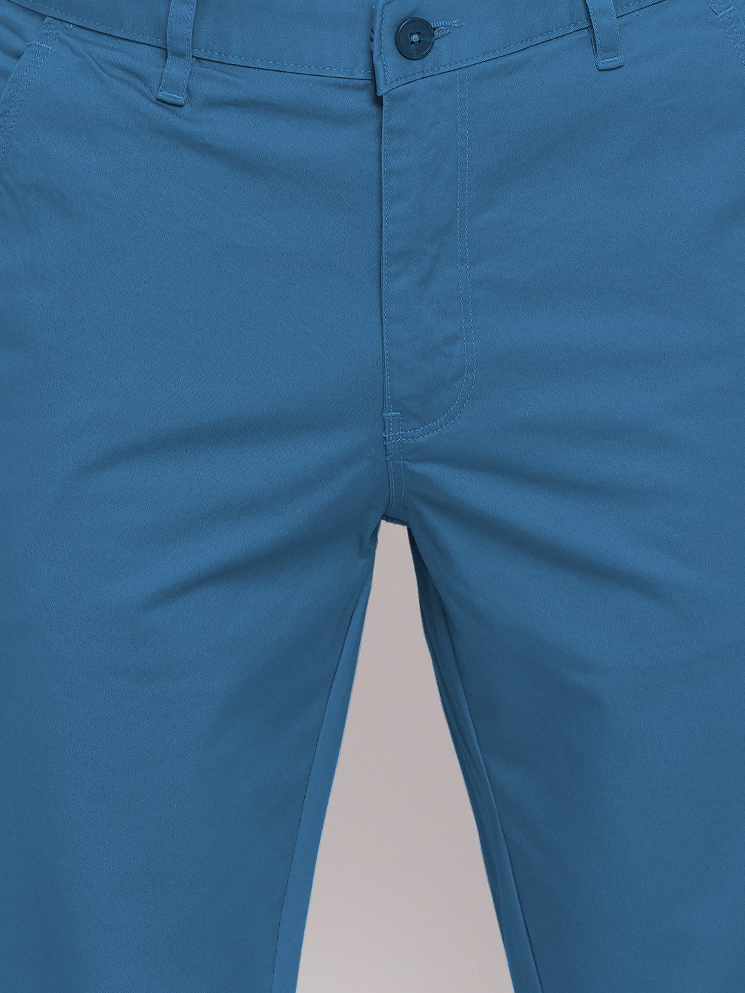 Men Blue Slim Fit Mid Rise Solid Casual Trouser