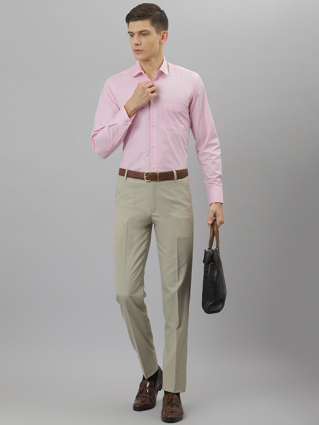 Men Pink Regular Fit Solid Formal Shirt