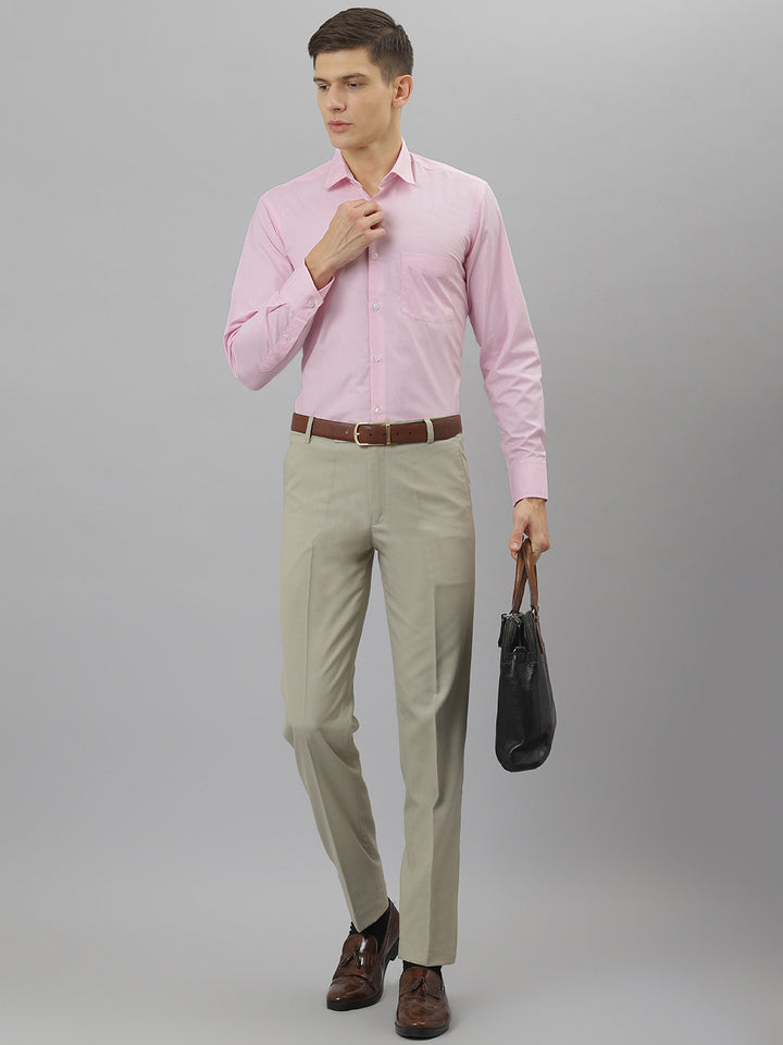 Men Pink Regular Fit Solid Formal Shirt