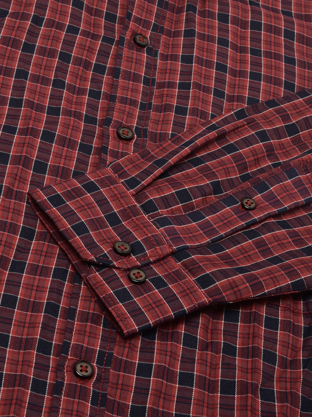 Men Red Slim Fit Checkered Casual Shirt