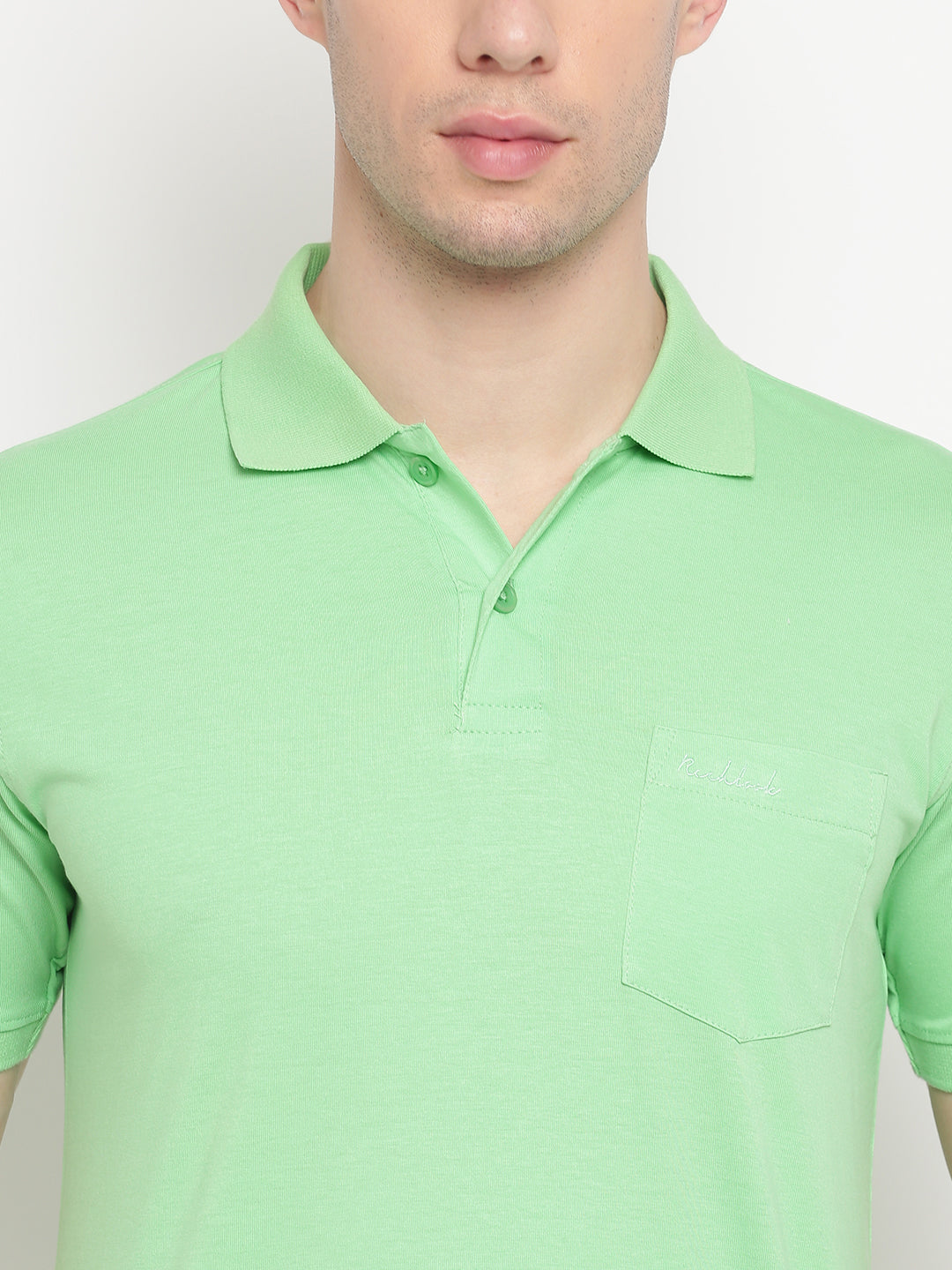 Lime Green Regular Fit Polo Neck T-Shirt