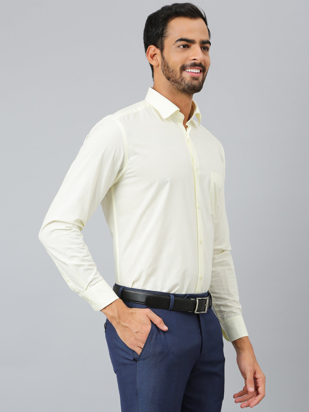 Men Lemon Regular Fit Solid Formal Shirt