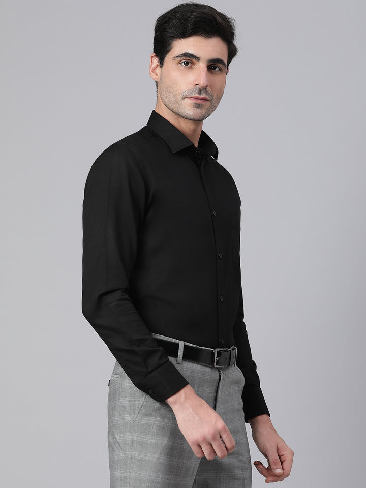 Men Black Regular Fit Solid Formal Shirt