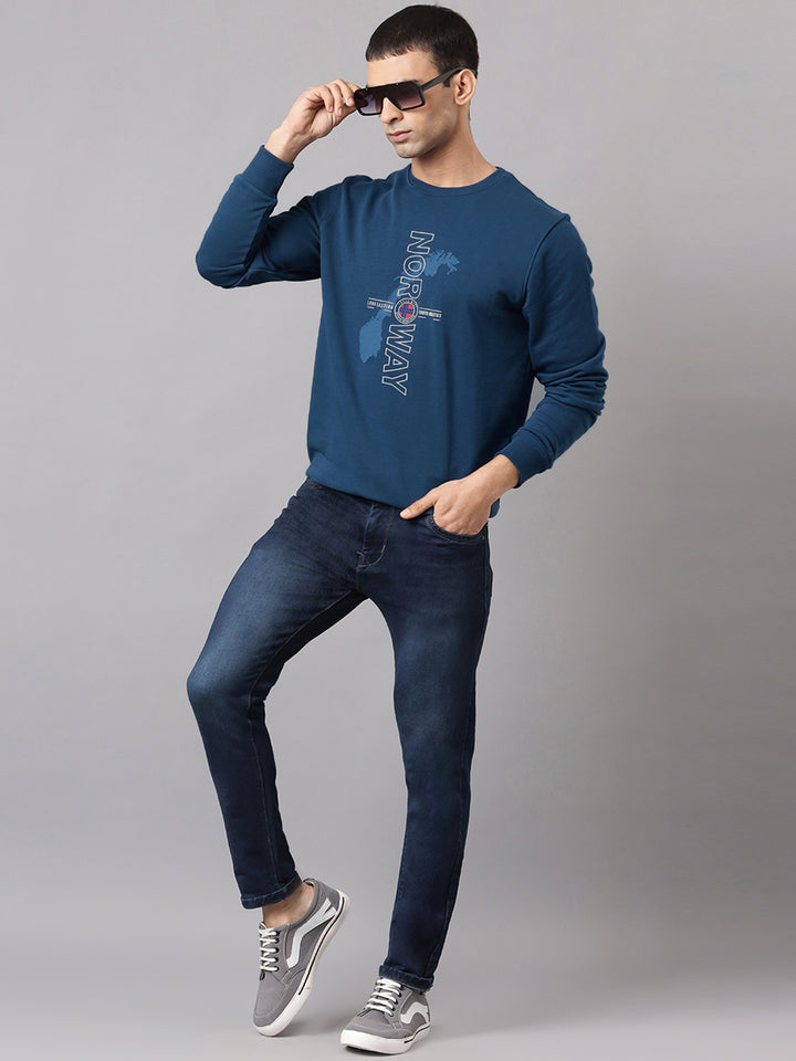 Men Navy Regular Fit Crew Neck Sweat Shirt