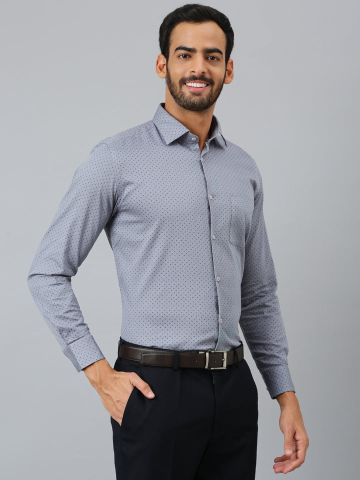 Men Grey Slim Fit Solid Club Wear Shirt