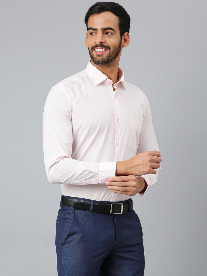 Men Pink Regular Fit Solid Formal Shirt