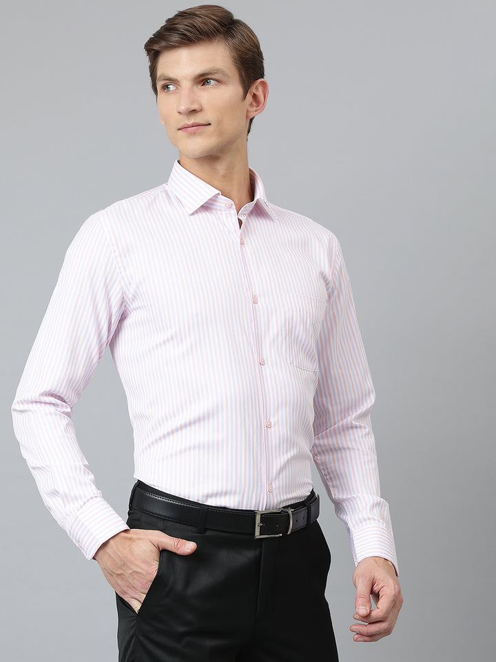 Men Pink Regular Fit Solid Formal Shirt