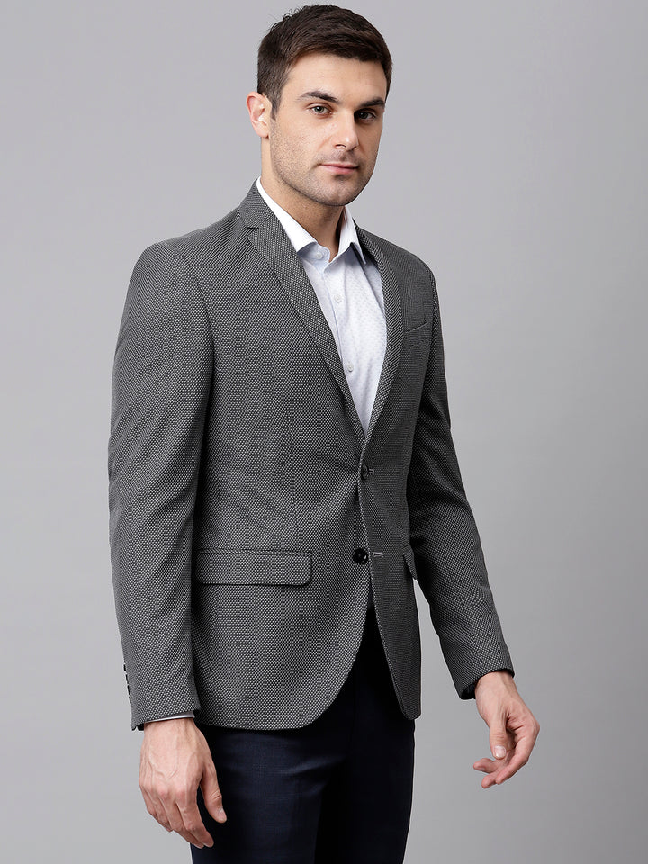 Men Grey Regular Fit Solid Formal Blazer