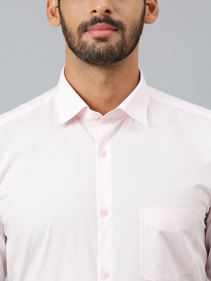 Men Pink Regular Fit Solid Formal Shirt