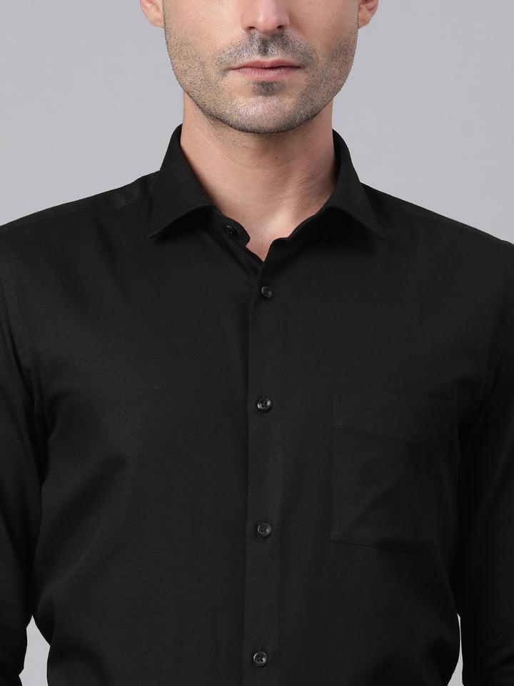 Men Black Regular Fit Solid Formal Shirt