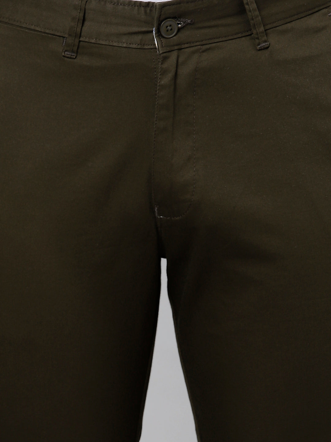 Men Olive Slim Fit Mid Rise Casual Trouser