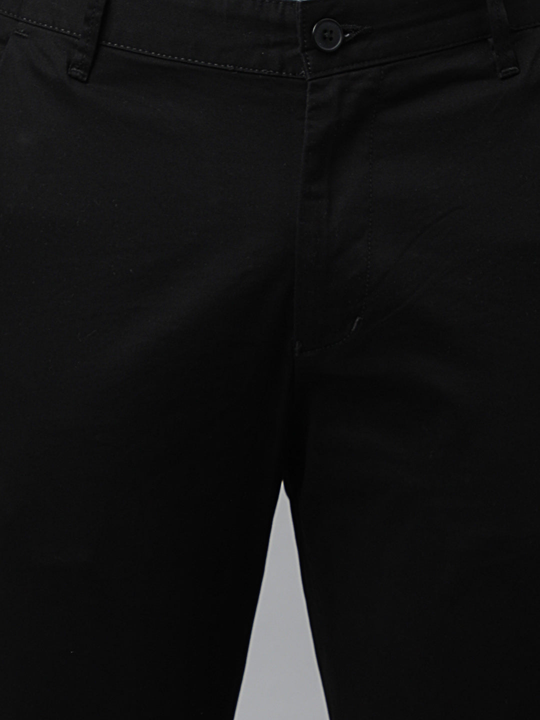 Men Black Slim Fit Mid Rise Solid Casual Trouser