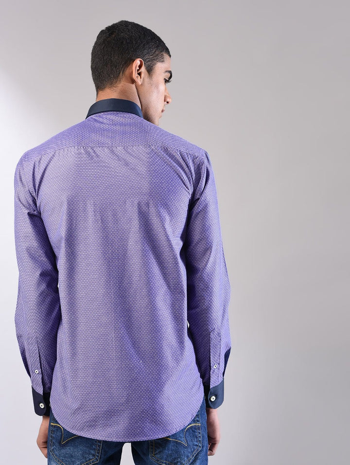 Blue printed shirt back view