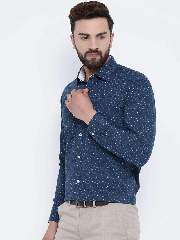 Richlook Blue Club Wear Regular Fit Shirt